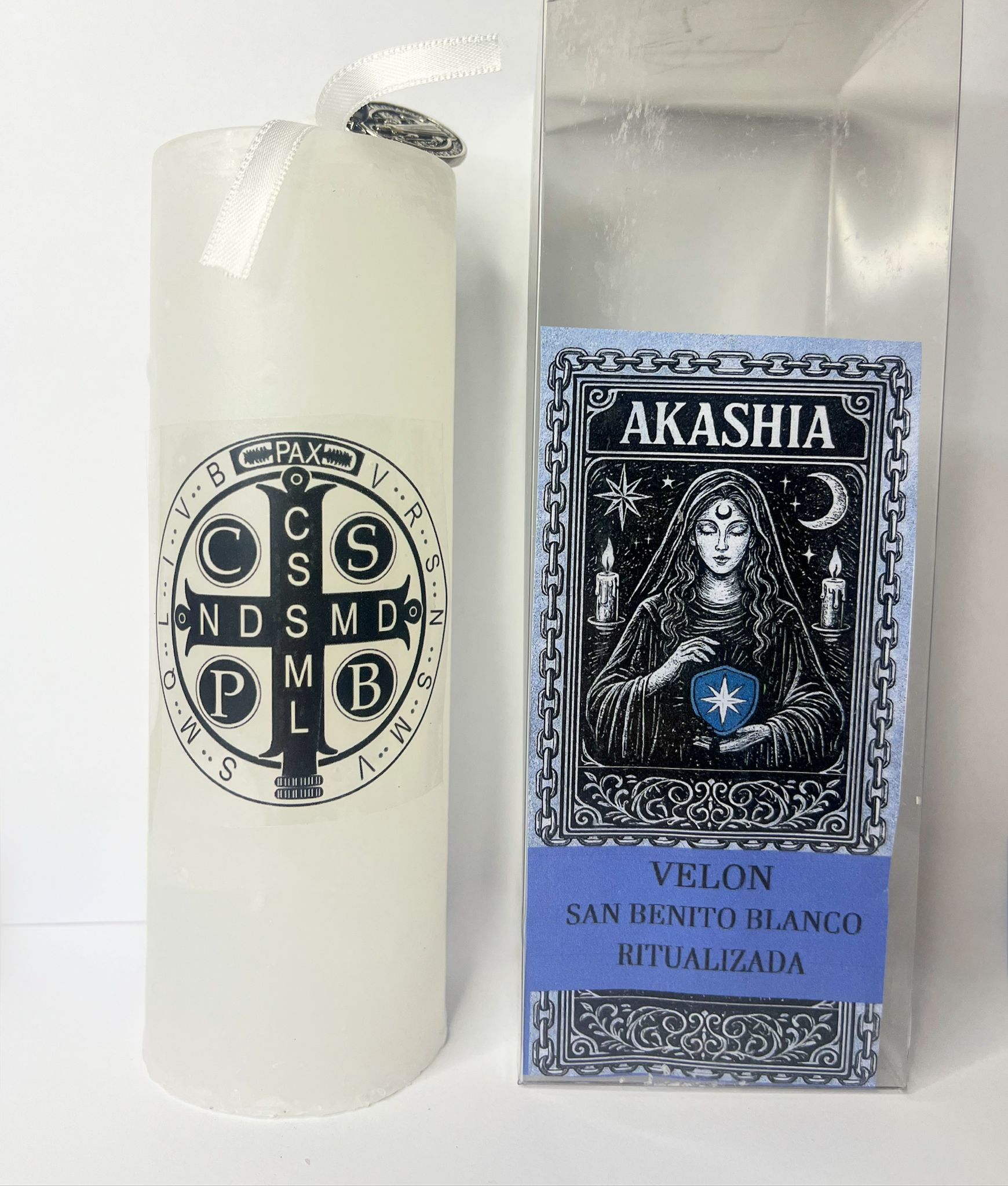VELÓN SAN BENITO BLANCO RITUALIZADO